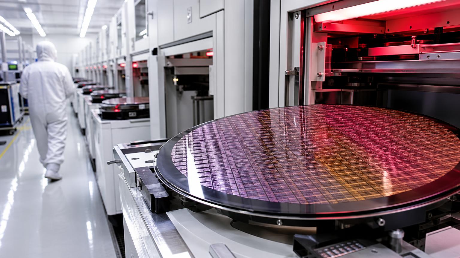 下一代 EUV 微影設備在半導體無塵室進行晶圓曝光作業